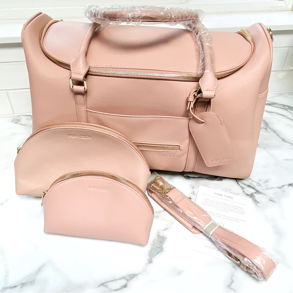 Fawn Design Weekender Bag Blush Pink Vegan Leather NWOT